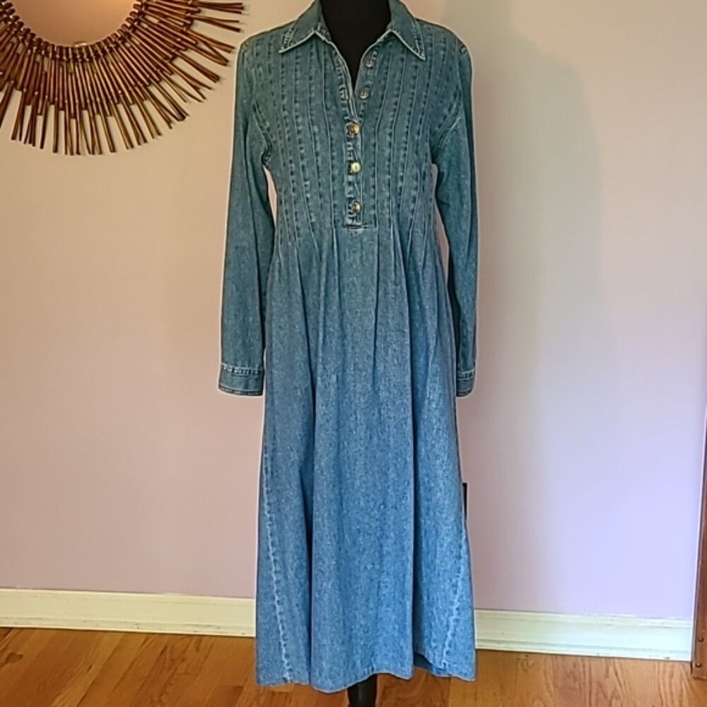 VINTAGE Denim & Co. Shirt Midi Dress | Size Small